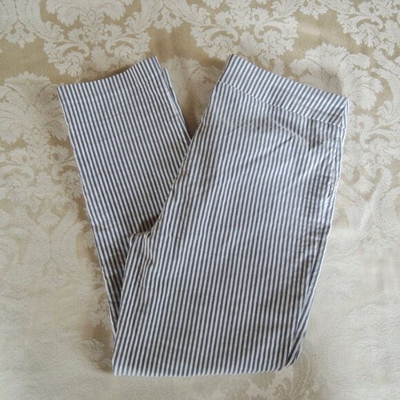 JNY Jones New York Blue & White Seersucker Stretch Pants 12 - Picture 2 of 7